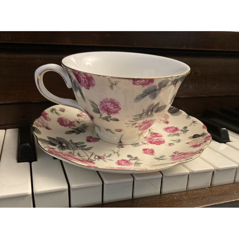 Rose Chintz Gracie Tea Cup & Saucer Pink Womens Girls Gift Fine China Tea Party